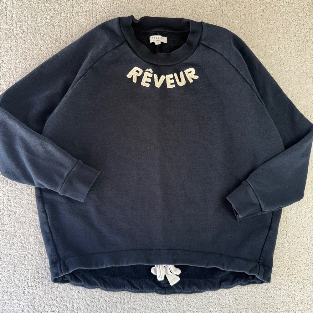 Mile(s) by Madewell Reveur Dreamer Sweatshirt XS Embroidered Drawstring Hem